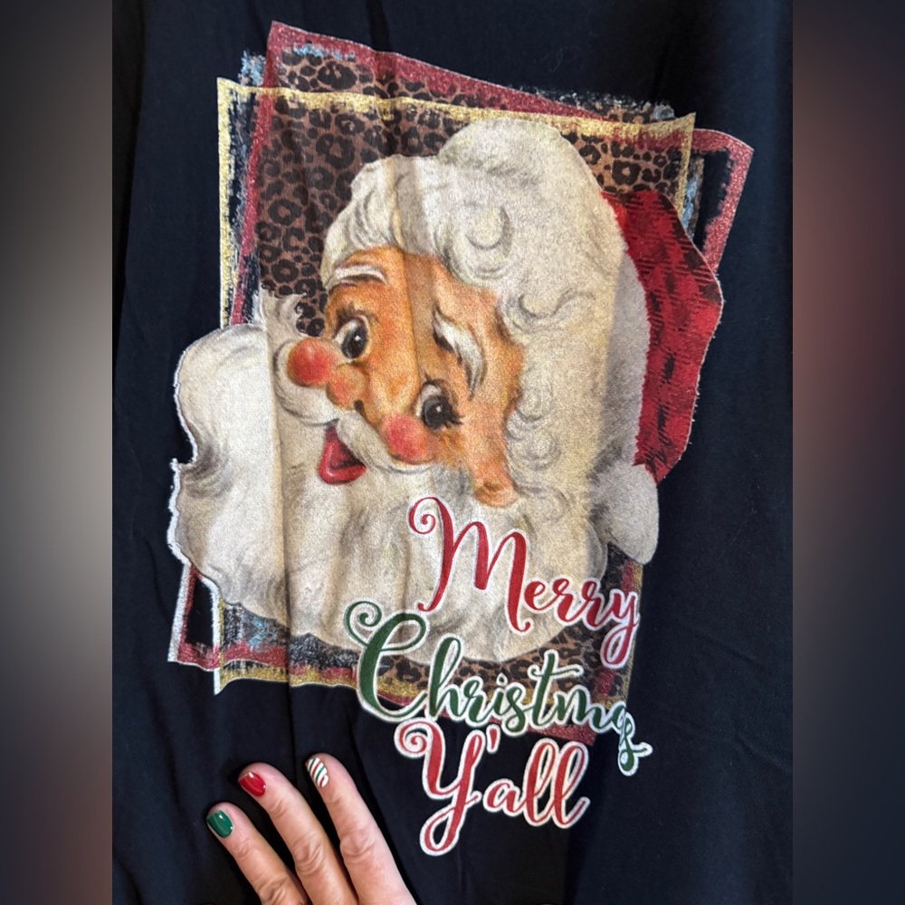 Festive Black Santa Long Sleeve Tee